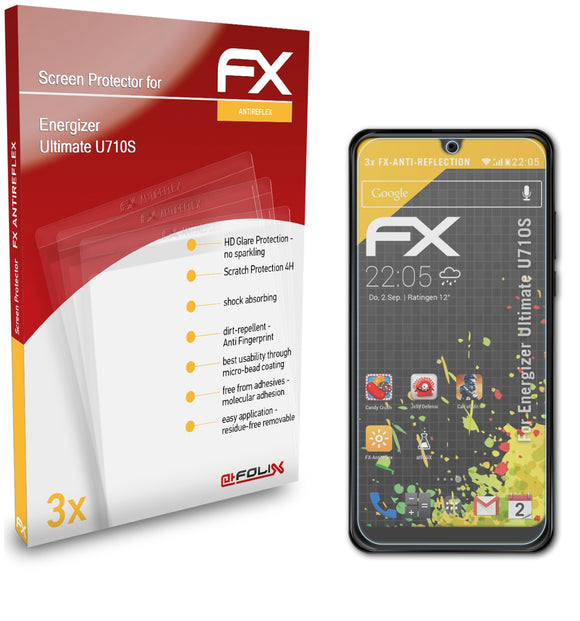 atFoliX FX-Antireflex Displayschutzfolie für Energizer Ultimate U710S