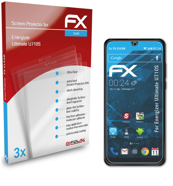 atFoliX FX-Clear Schutzfolie für Energizer Ultimate U710S