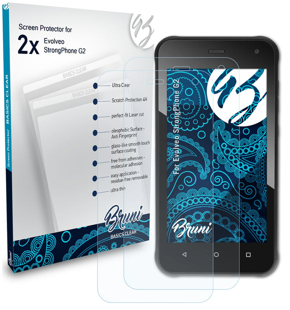 Bruni Basics-Clear Displayschutzfolie für Evolveo StrongPhone G2
