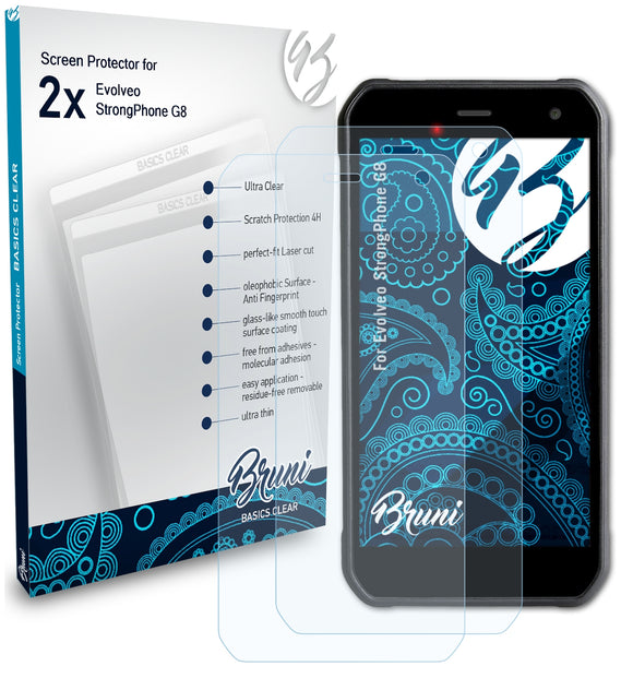 Bruni Basics-Clear Displayschutzfolie für Evolveo StrongPhone G8