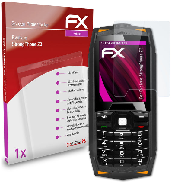 atFoliX FX-Hybrid-Glass Panzerglasfolie für Evolveo StrongPhone Z3