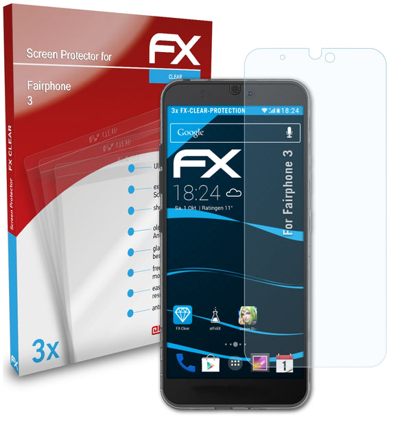 atFoliX FX-Clear Schutzfolie für Fairphone 3