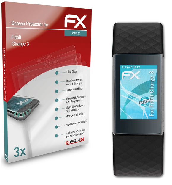atFoliX FX-ActiFleX Displayschutzfolie für Fitbit Charge 3