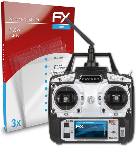 atFoliX FX-Clear Schutzfolie für FlySky FS-T6