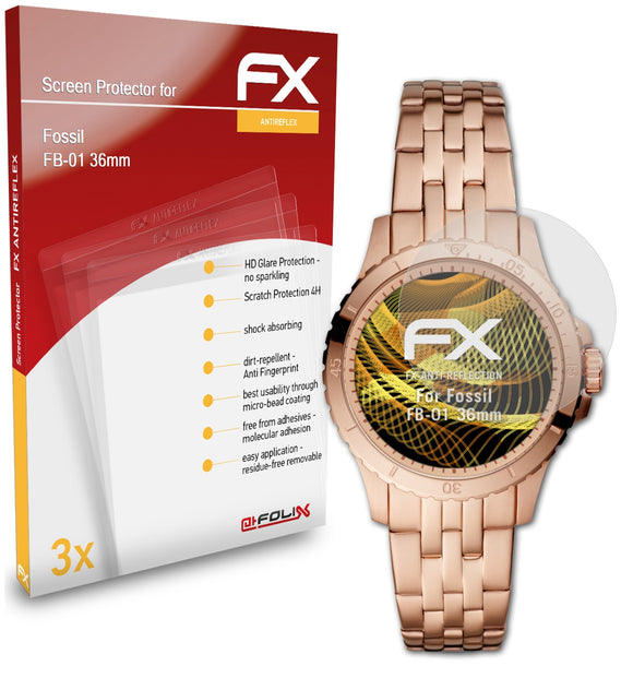 atFoliX FX-Antireflex Displayschutzfolie für Fossil FB-01 (36mm)