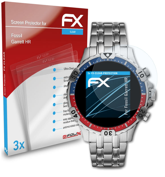 atFoliX FX-Clear Schutzfolie für Fossil Garrett HR