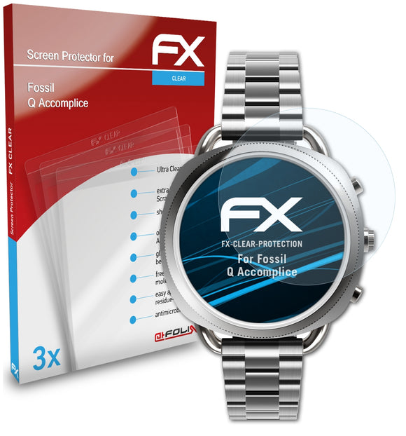 atFoliX FX-Clear Schutzfolie für Fossil Q Accomplice
