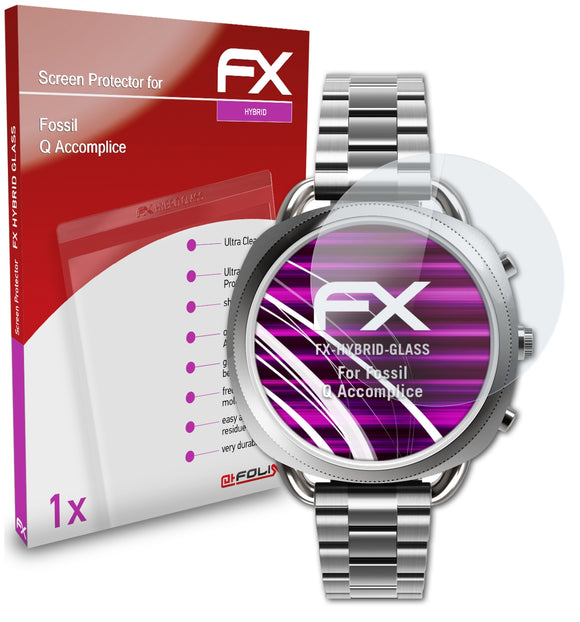 atFoliX FX-Hybrid-Glass Panzerglasfolie für Fossil Q Accomplice