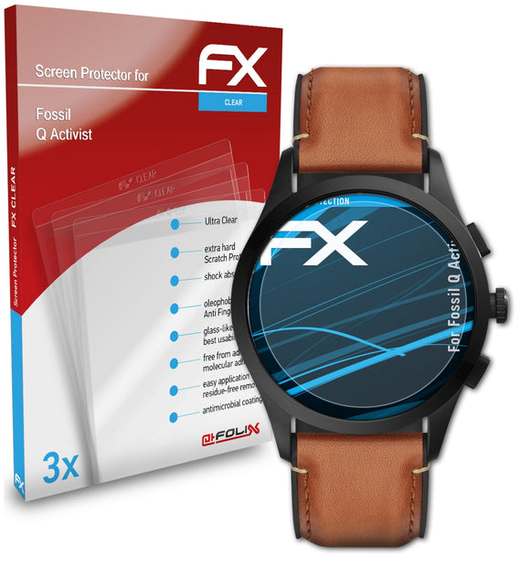 atFoliX FX-Clear Schutzfolie für Fossil Q Activist