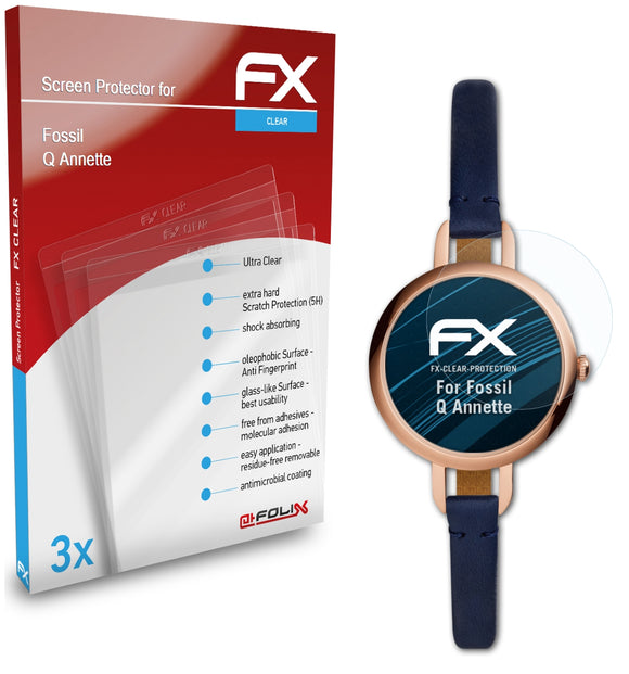 atFoliX FX-Clear Schutzfolie für Fossil Q Annette