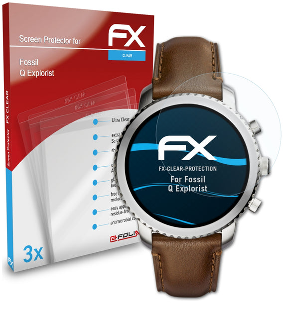 atFoliX FX-Clear Schutzfolie für Fossil Q Explorist