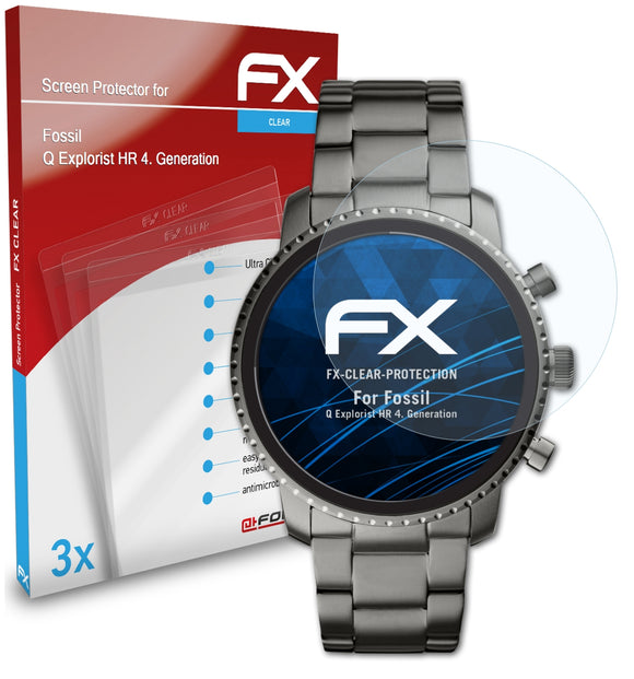 atFoliX FX-Clear Schutzfolie für Fossil Q Explorist HR (4. Generation)