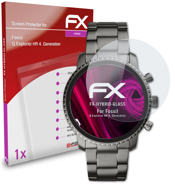 atFoliX FX-Hybrid-Glass Panzerglasfolie für Fossil Q Explorist HR (4. Generation)
