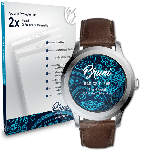 Bruni Basics-Clear Displayschutzfolie für Fossil Q Founder (2.Generation)
