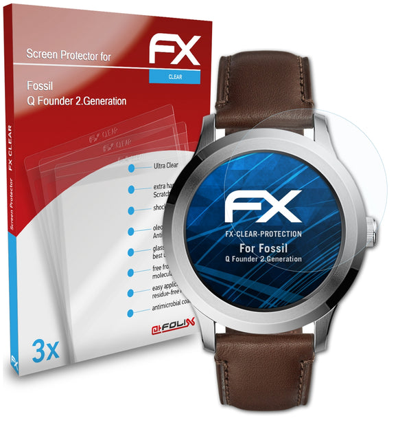 atFoliX FX-Clear Schutzfolie für Fossil Q Founder (2.Generation)