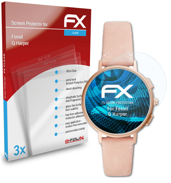 atFoliX FX-Clear Schutzfolie für Fossil Q Harper