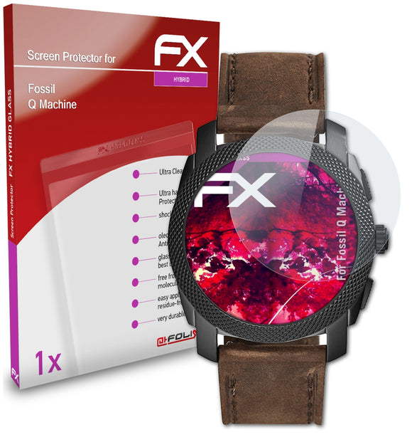 atFoliX FX-Hybrid-Glass Panzerglasfolie für Fossil Q Machine