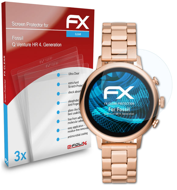 atFoliX FX-Clear Schutzfolie für Fossil Q Venture HR (4. Generation)