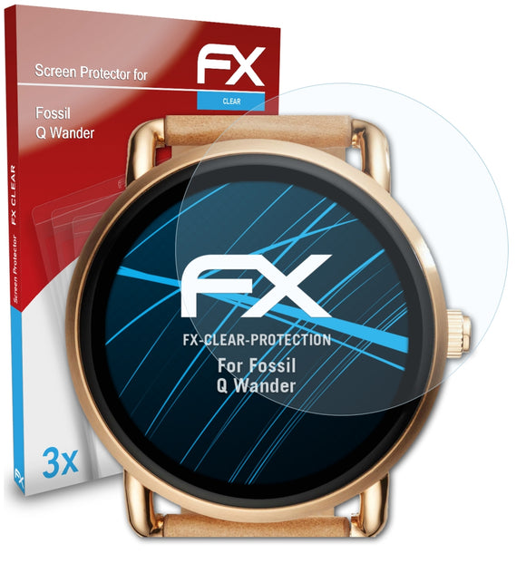 atFoliX FX-Clear Schutzfolie für Fossil Q Wander