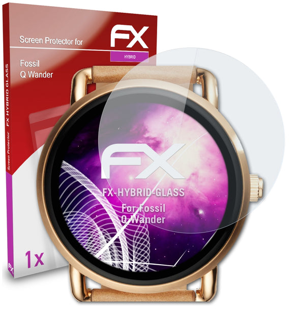 atFoliX FX-Hybrid-Glass Panzerglasfolie für Fossil Q Wander