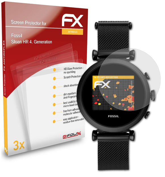 atFoliX FX-Antireflex Displayschutzfolie für Fossil Sloan HR (4. Generation)