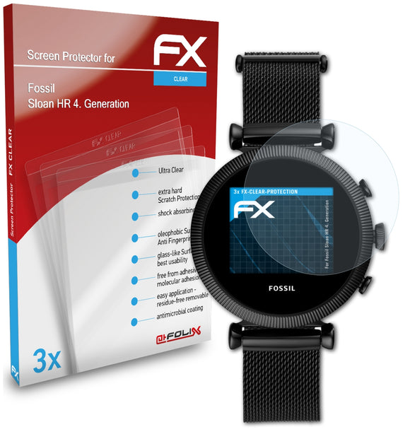 atFoliX FX-Clear Schutzfolie für Fossil Sloan HR (4. Generation)
