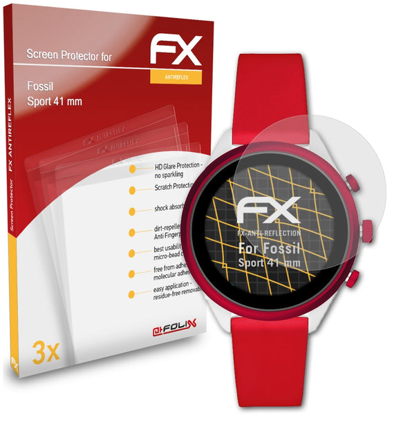 atFoliX FX-Antireflex Displayschutzfolie für Fossil Sport (41 mm)
