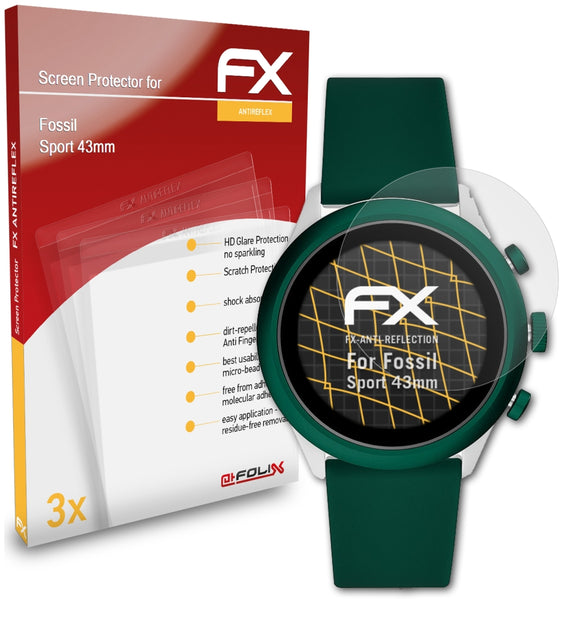 atFoliX FX-Antireflex Displayschutzfolie für Fossil Sport (43mm)