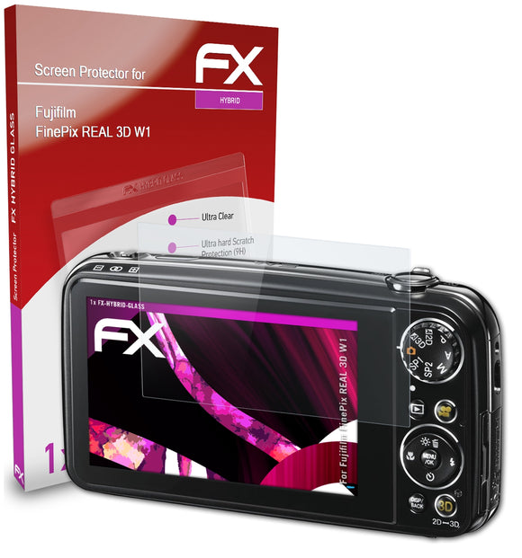 atFoliX FX-Hybrid-Glass Panzerglasfolie für Fujifilm FinePix REAL 3D W1