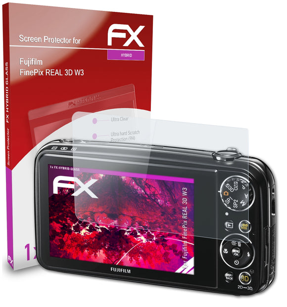 atFoliX FX-Hybrid-Glass Panzerglasfolie für Fujifilm FinePix REAL 3D W3