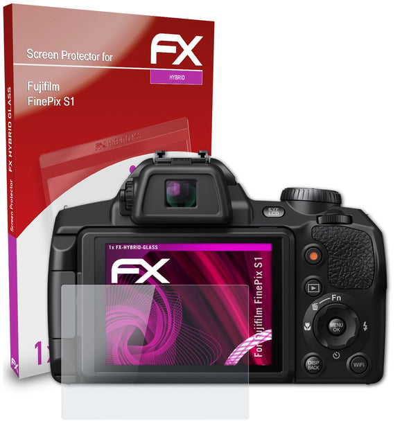atFoliX FX-Hybrid-Glass Panzerglasfolie für Fujifilm FinePix S1