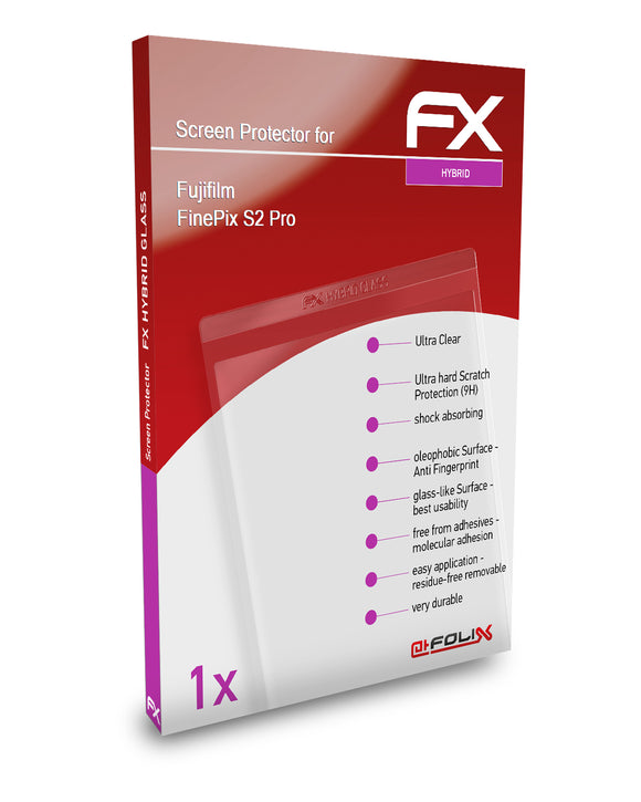 atFoliX FX-Hybrid-Glass Panzerglasfolie für Fujifilm FinePix S2 Pro