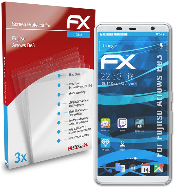 atFoliX FX-Clear Schutzfolie für Fujitsu Arrows Be3