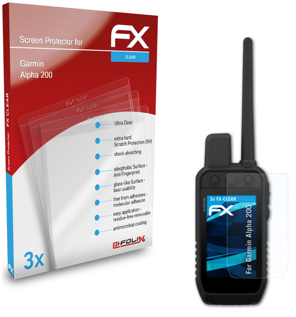 atFoliX FX-Clear Schutzfolie für Garmin Alpha 200