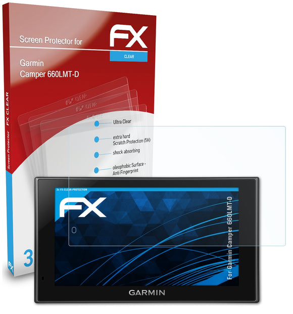 atFoliX FX-Clear Schutzfolie für Garmin Camper 660LMT-D