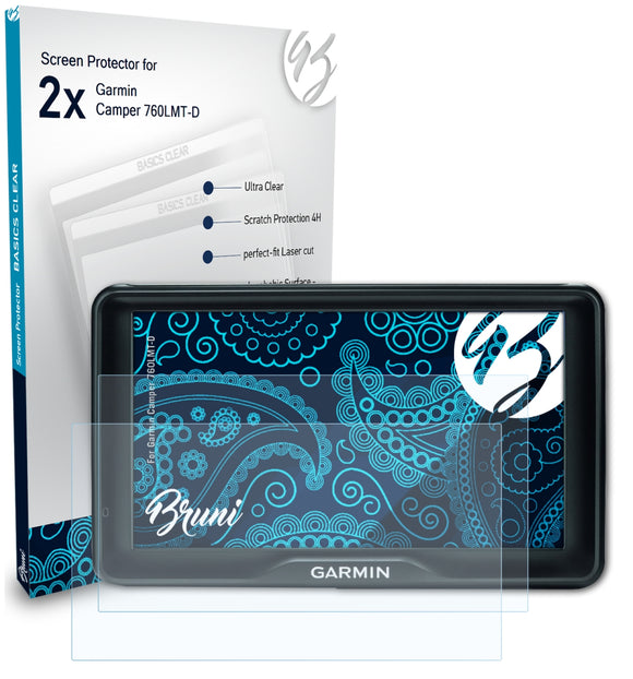 Bruni Basics-Clear Displayschutzfolie für Garmin Camper 760LMT-D