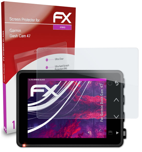 atFoliX FX-Hybrid-Glass Panzerglasfolie für Garmin Dash Cam 47