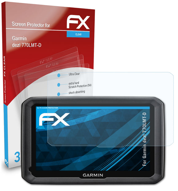 atFoliX FX-Clear Schutzfolie für Garmin dezl 770LMT-D