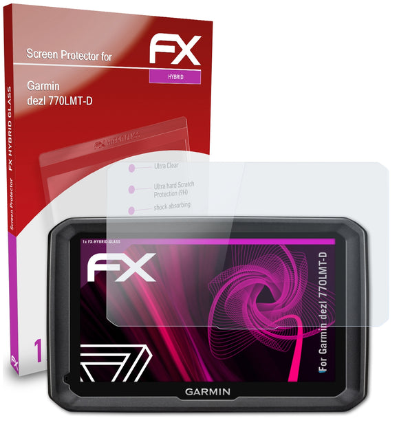 atFoliX FX-Hybrid-Glass Panzerglasfolie für Garmin dezl 770LMT-D