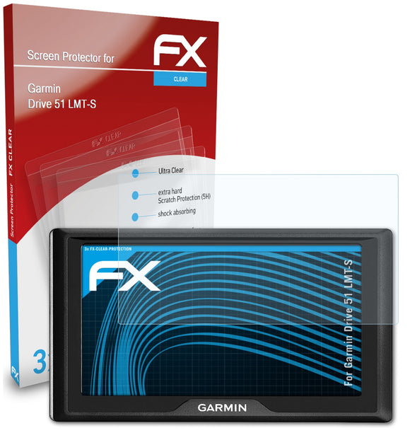 atFoliX FX-Clear Schutzfolie für Garmin Drive 51 LMT-S