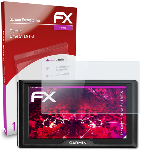 atFoliX FX-Hybrid-Glass Panzerglasfolie für Garmin Drive 51 LMT-S