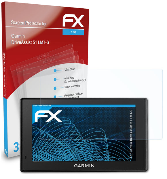 atFoliX FX-Clear Schutzfolie für Garmin DriveAssist 51 LMT-S