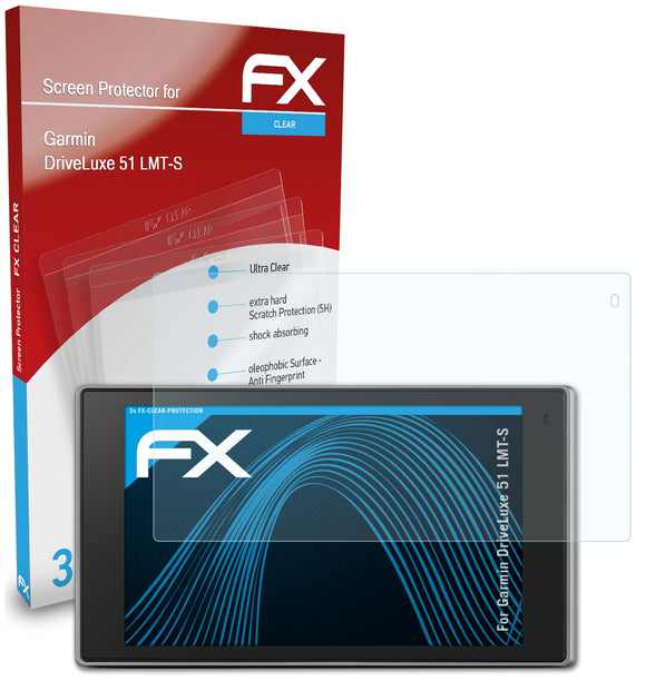 atFoliX FX-Clear Schutzfolie für Garmin DriveLuxe 51 LMT-S