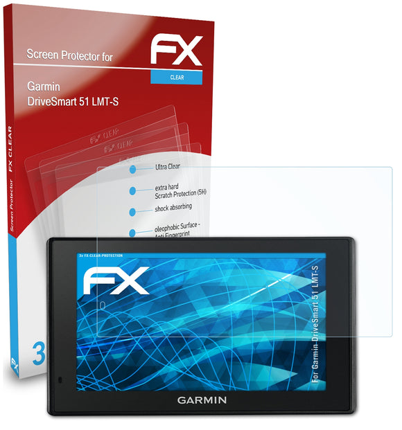 atFoliX FX-Clear Schutzfolie für Garmin DriveSmart 51 LMT-S