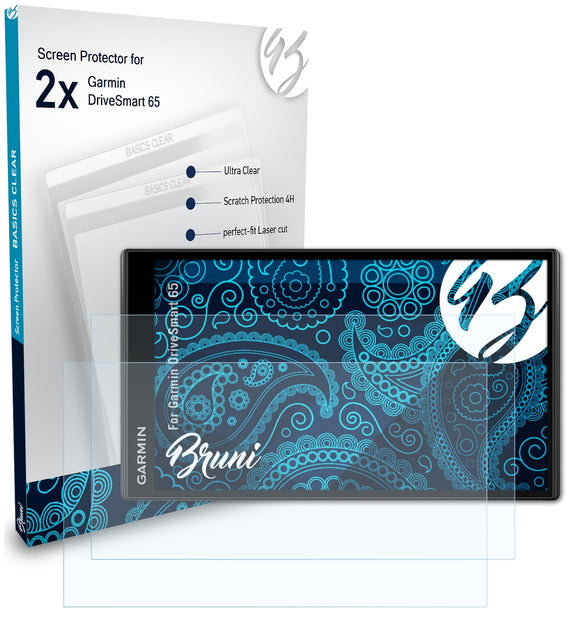 Bruni Basics-Clear Displayschutzfolie für Garmin DriveSmart 65