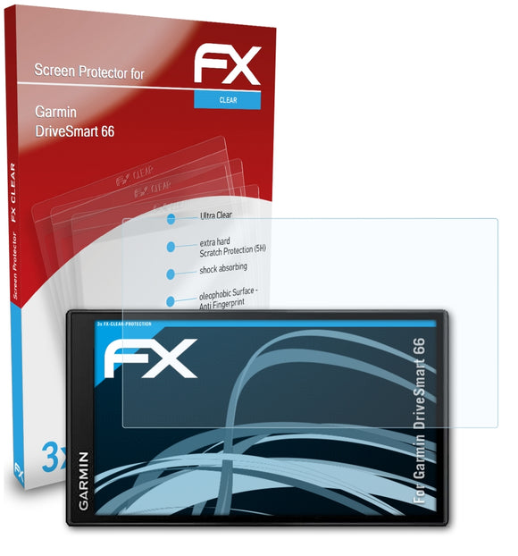 atFoliX FX-Clear Schutzfolie für Garmin DriveSmart 66