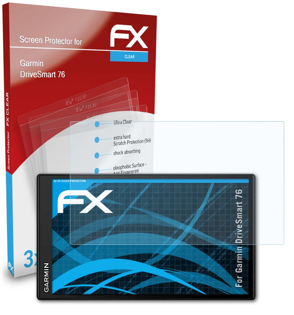 atFoliX FX-Clear Schutzfolie für Garmin DriveSmart 76