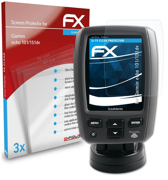 atFoliX FX-Clear Schutzfolie für Garmin echo 101/151dv