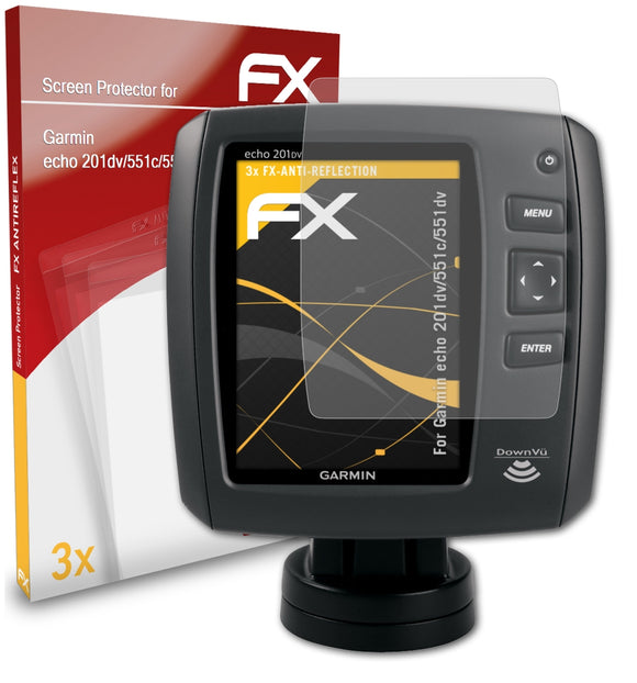 atFoliX FX-Antireflex Displayschutzfolie für Garmin echo 201dv/551c/551dv