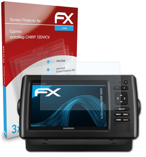 atFoliX FX-Clear Schutzfolie für Garmin echoMap CHIRP 72DV/CV